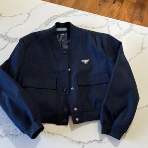 P R A D A Navy Bomber Jacket Small